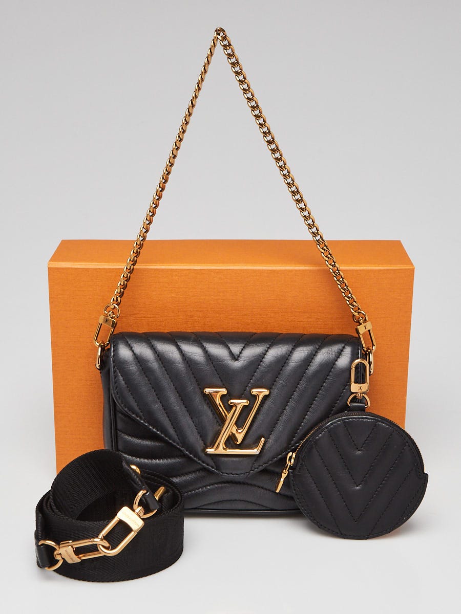 人気カラーの Black Vuitton Louis Quilted Multi-Pochette Wave New Leather バッグ