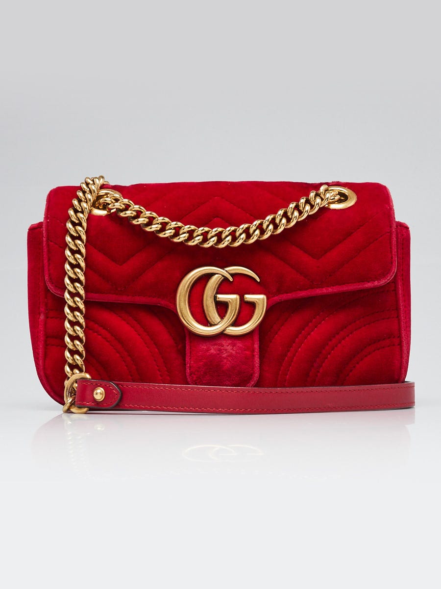 限定セールをすべて Gucci Red Bag Shoulder Metelasse Mini Marmont GG Velvet バッグ