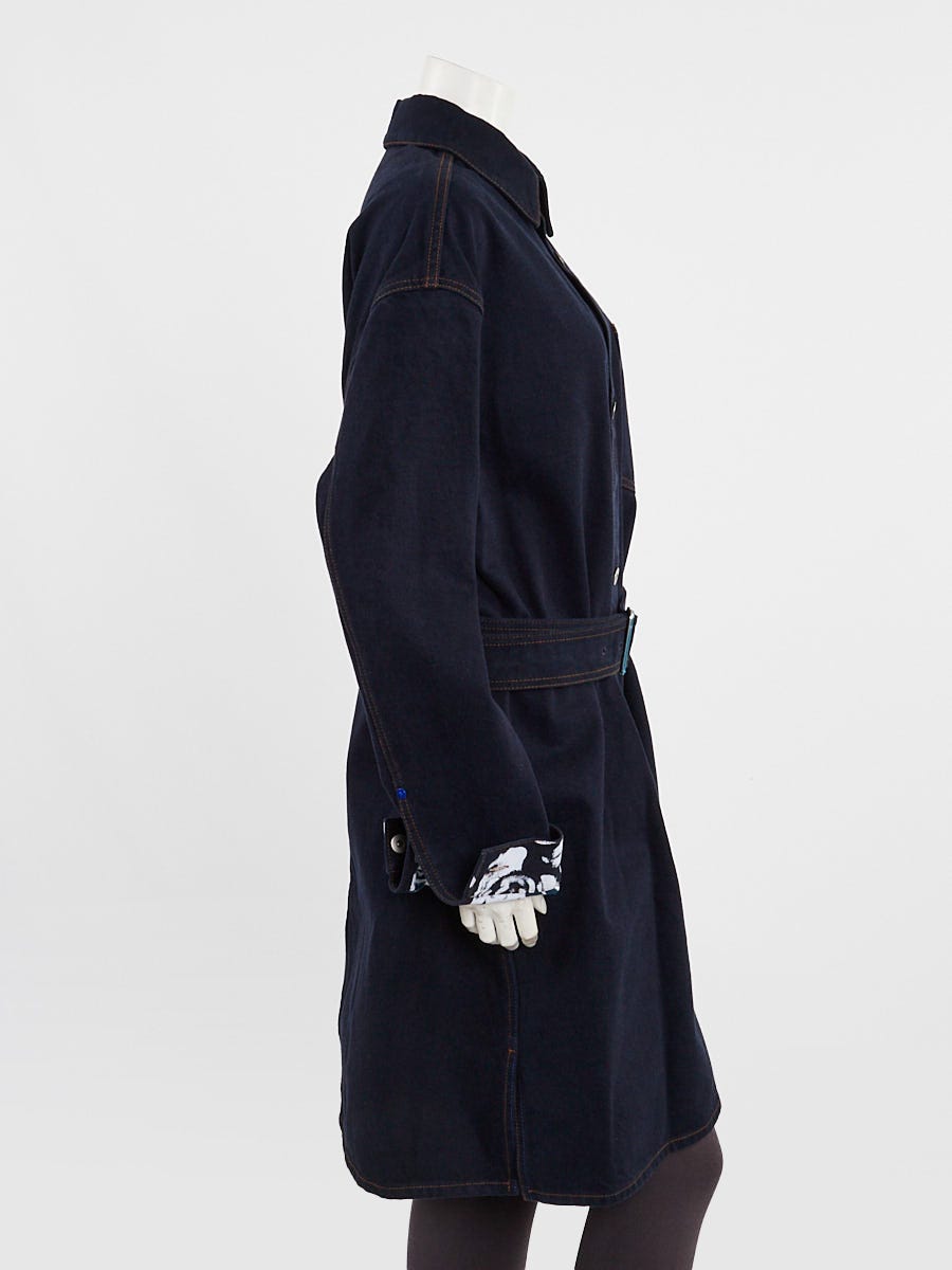 ホットプレート セール Indigo Burberry Blue 8/42 Size Dress Shirt Belted Denim トップス