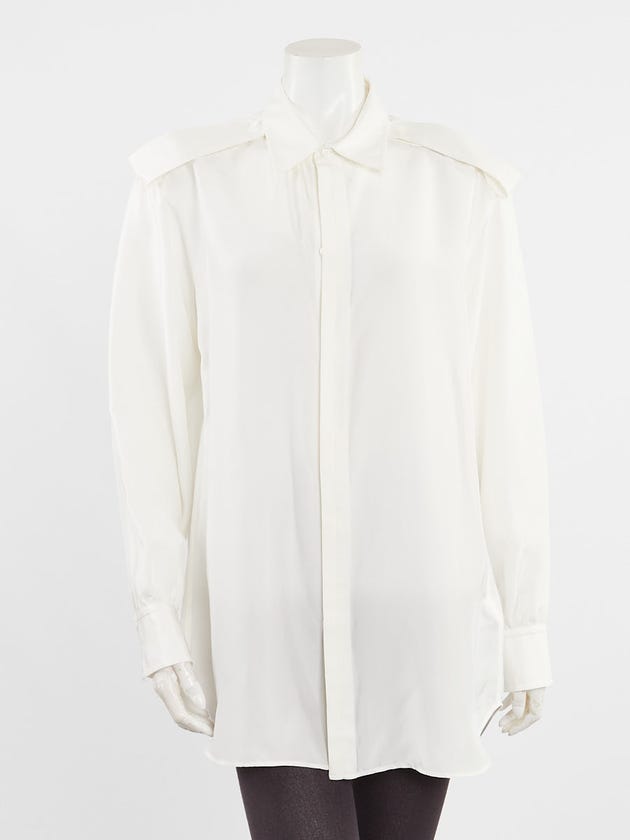 Burberry White Silk Button Down Blouse Size 8