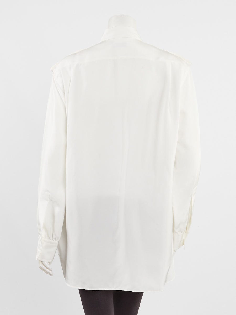 Burberry White Silk Button Down Blouse Size 8