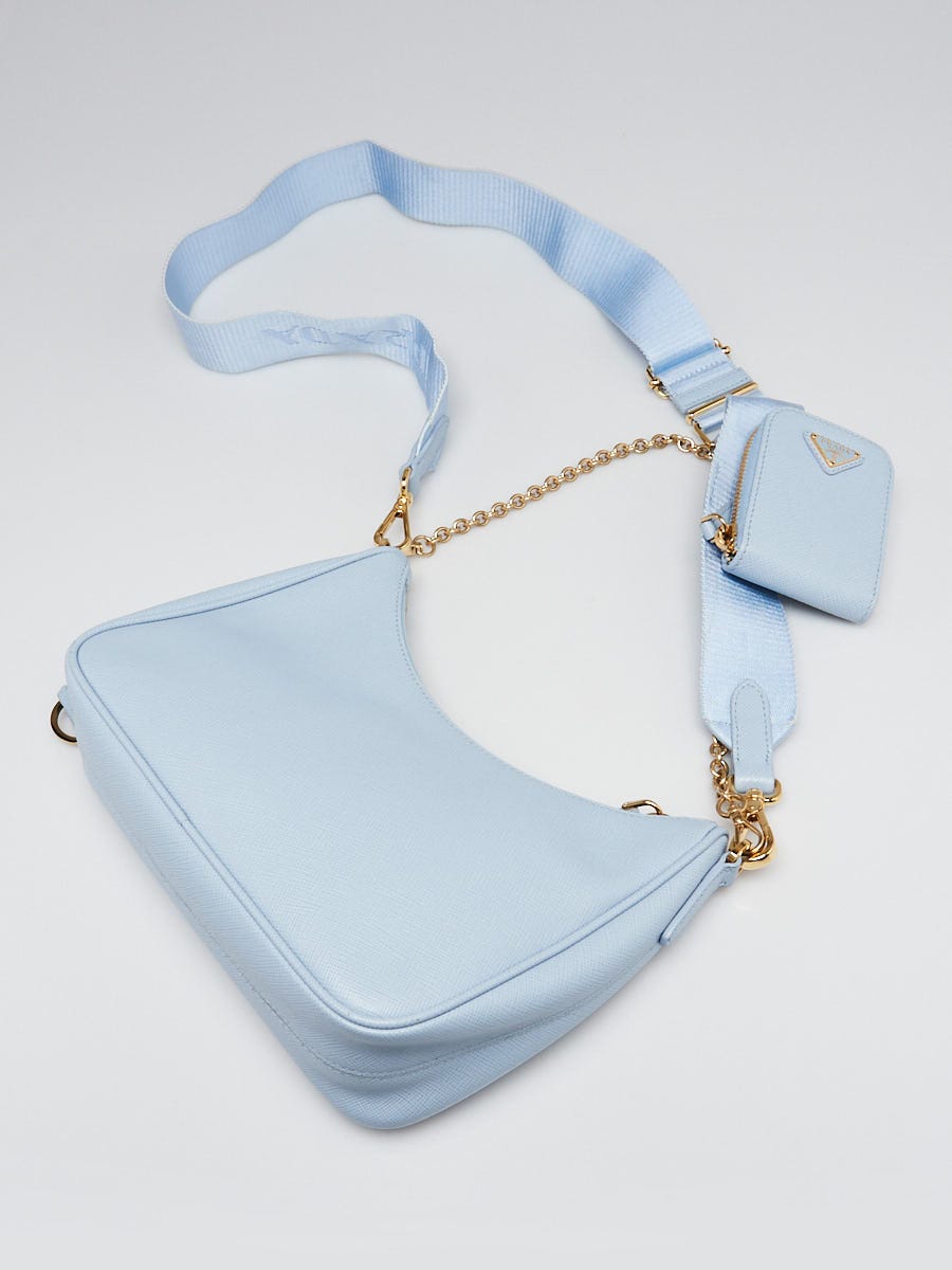 Prada Celeste Saffiano Leather 2005 Re-Edition Shoulder Bag 1BH204