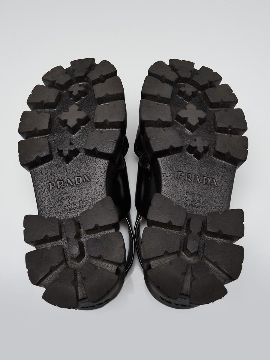 Prada Black Leather Monolith Chunky Sandals Size 7/37.5 | Yoogi's