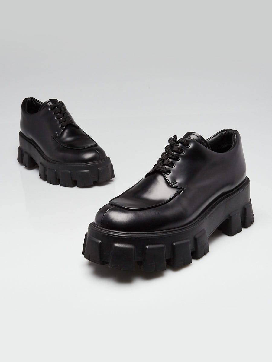Prada Black Leather Monolith Chunky Sandals Size 7/37.5 | Yoogi's