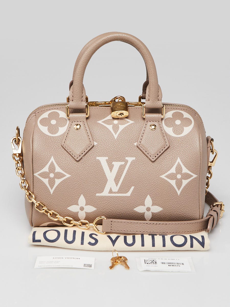 【夢あるドリームベージュ】LOUIS VUITTON★Speedy バック Louis Vuitton Dove/Cream Giant Monogram Empreinte Leather
