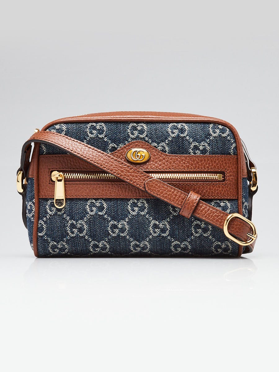Gucci Blue GG Denim/Leather Mini Ophidia Crossbody Bag | Yoogi's