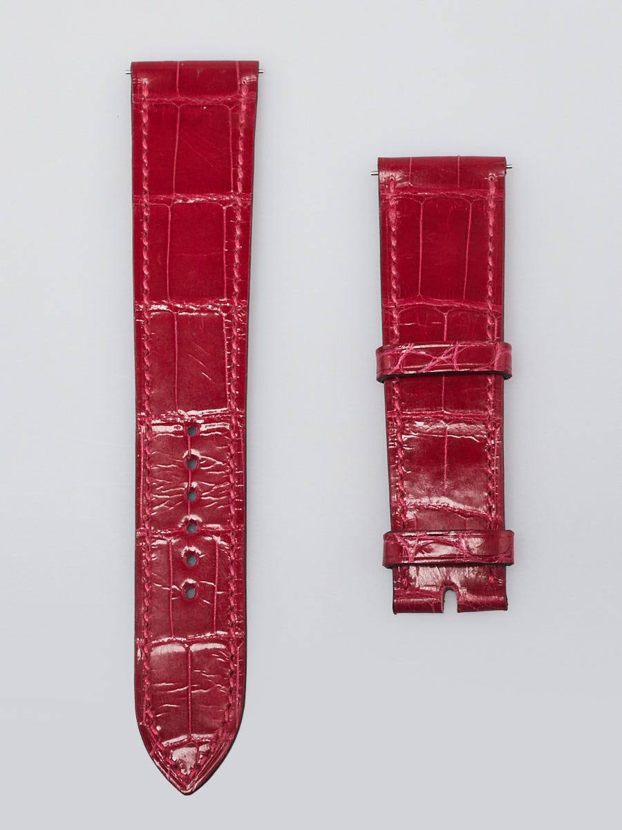 BEAT「時計屋」　HERMÈS 赤 プリーツスカーフ ボックス付き Hermes 30mm Framboise Alligator Single Tour Apple Watch Strap