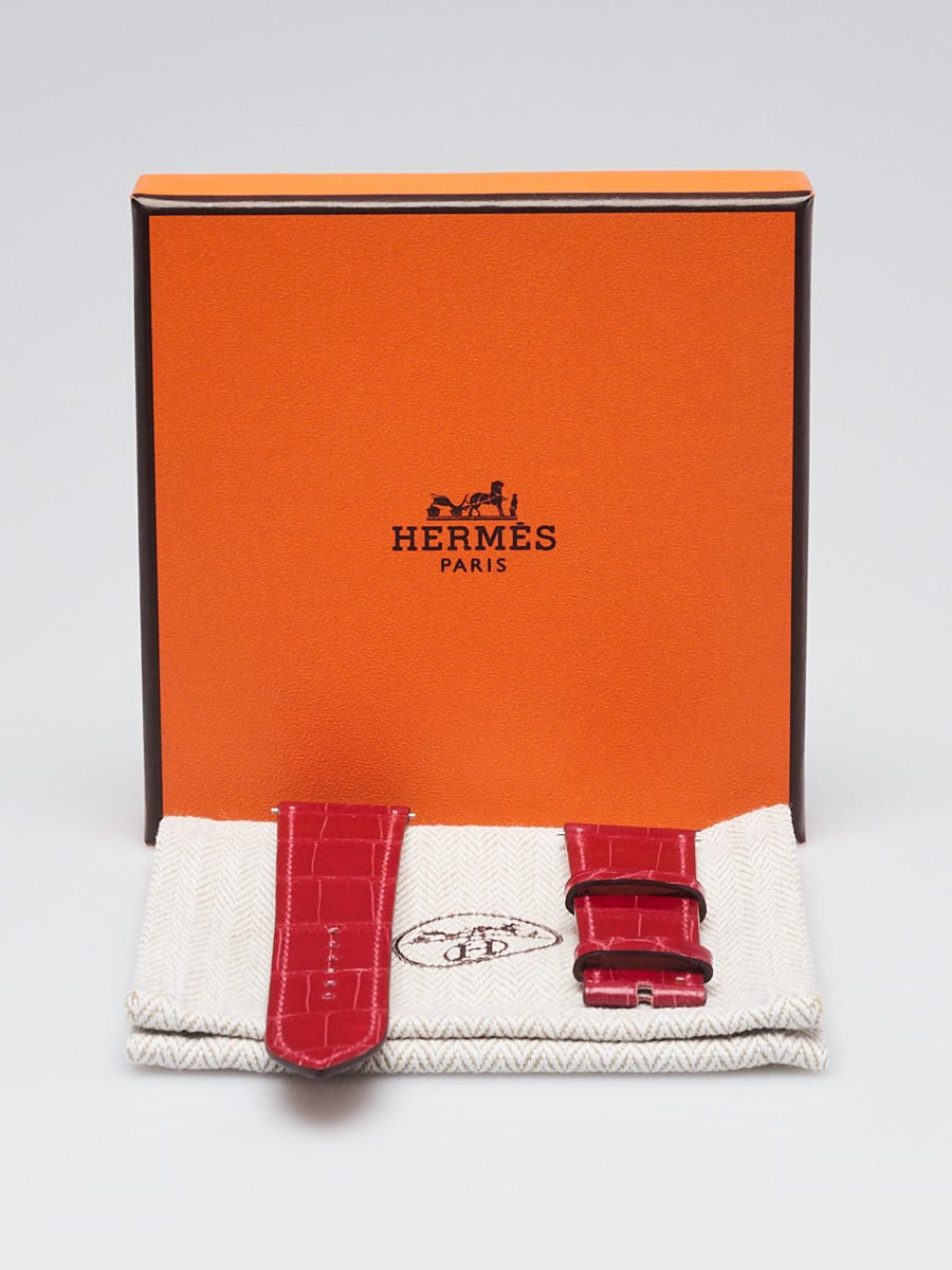 Hermes 30mm Framboise Alligator Single Tour Apple Watch Strap