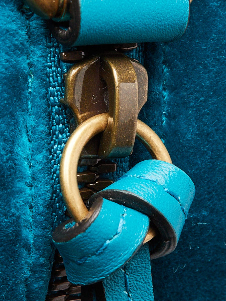 Gucci Teal Quilted Velvet Marmont Metalasse Small Camera Bag
