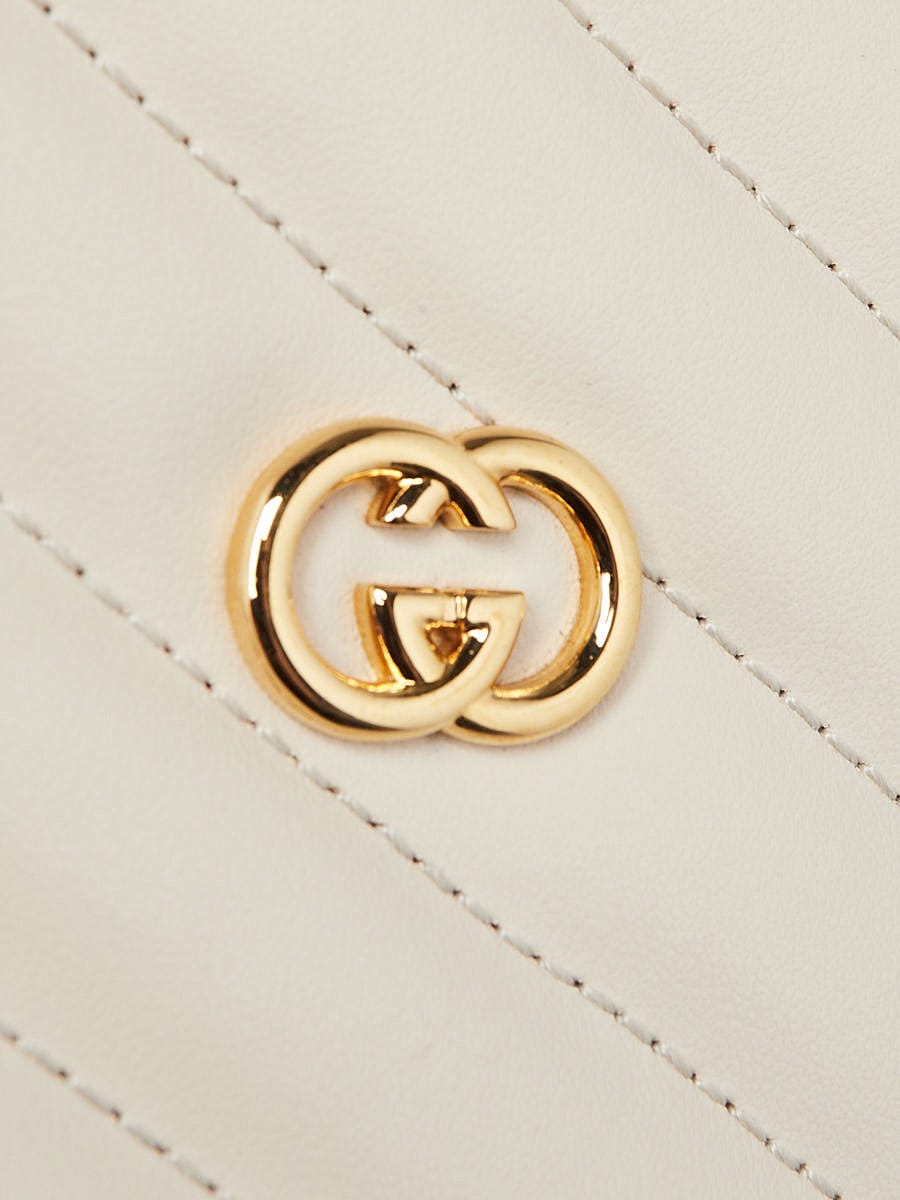 Gucci White Quilted Leather Interlocking G Mini Heart