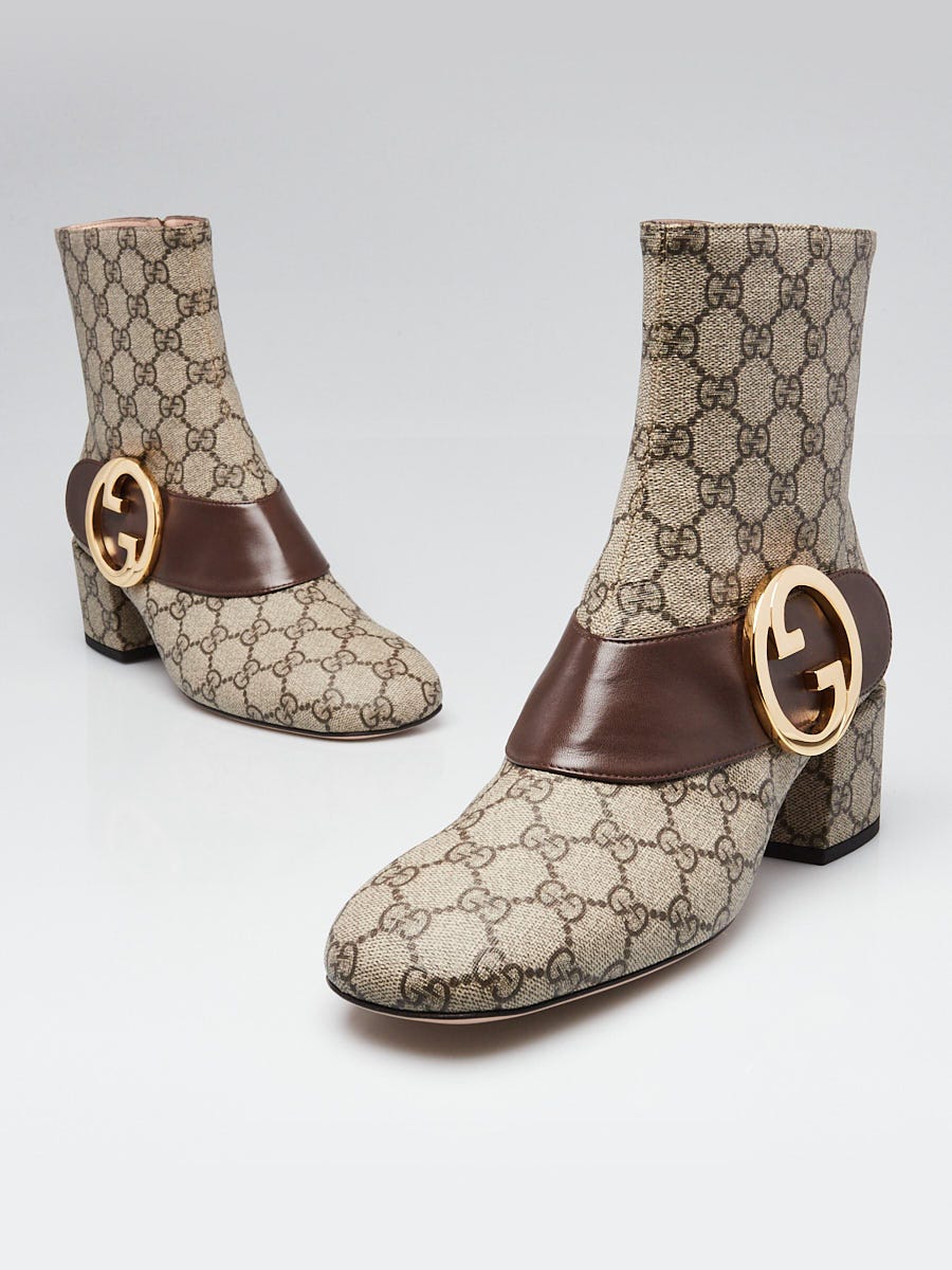 Gucci Beige/Ebony GG Supreme Coated Canvas Boots Size 9/39.5