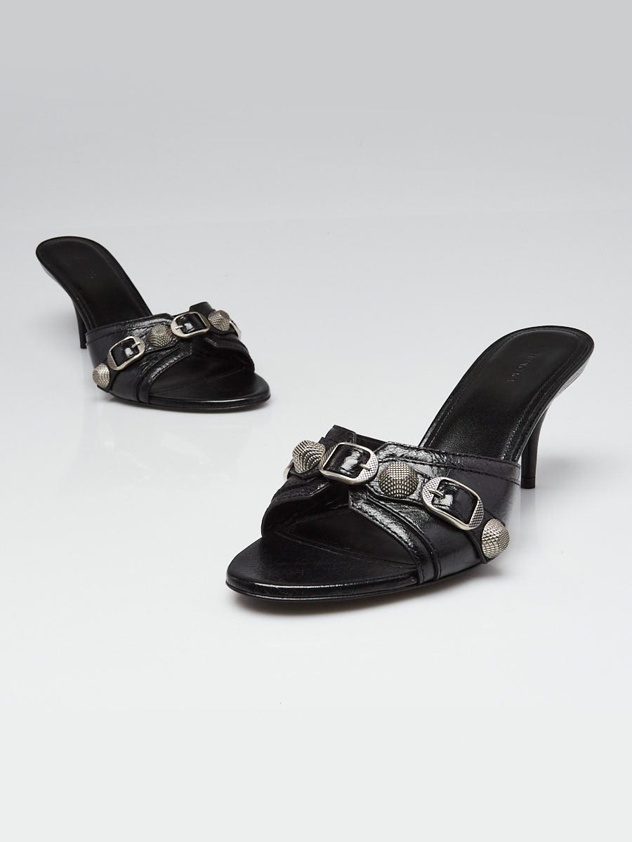 サンダル・ミュール BALENCIAGA Black leather Cagole sandals (743057WBUA1 1010) Balenciaga Cagole Sandal - Free Shipping | DSW