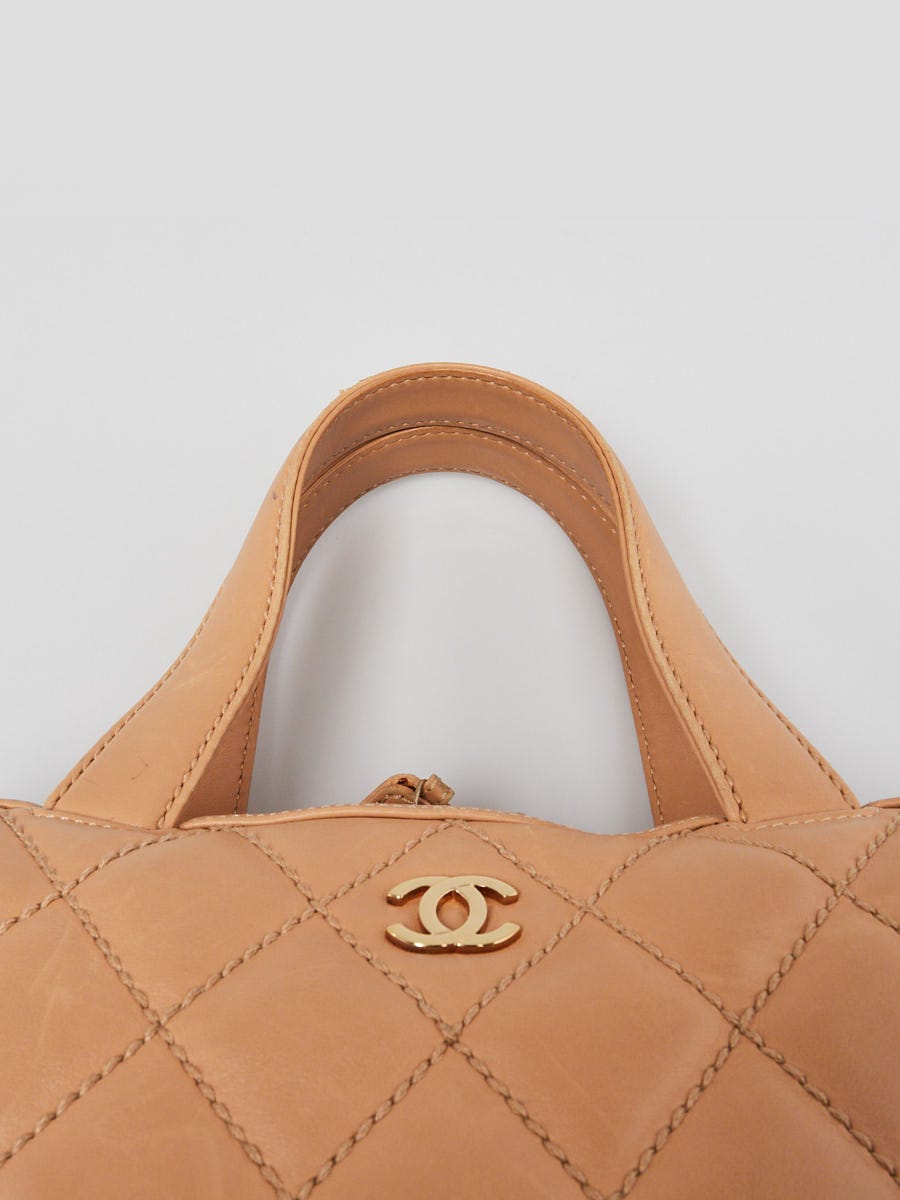 Chanel Beige Quilted Leather Surpique Bowler Bag | Yoogi's Closet