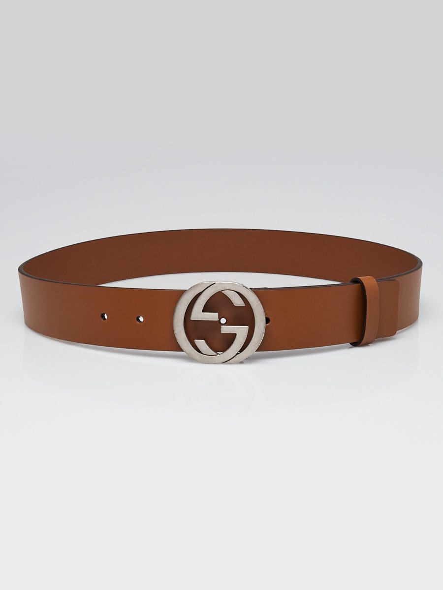 Gucci Brown Leather Interlocking G Buckle Belt Size 85/34 Gucci Brown Leather Interlocking G Buckle Belt Size 85/34