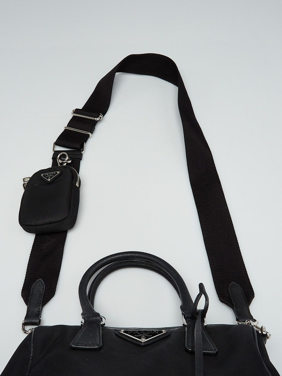 Prada Black Tessuto Nylon and Leather Small Top Handle