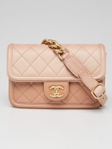 Chanel Beige Ombre Quilted Caviar Leather Sunset On The Sea Waist Bag