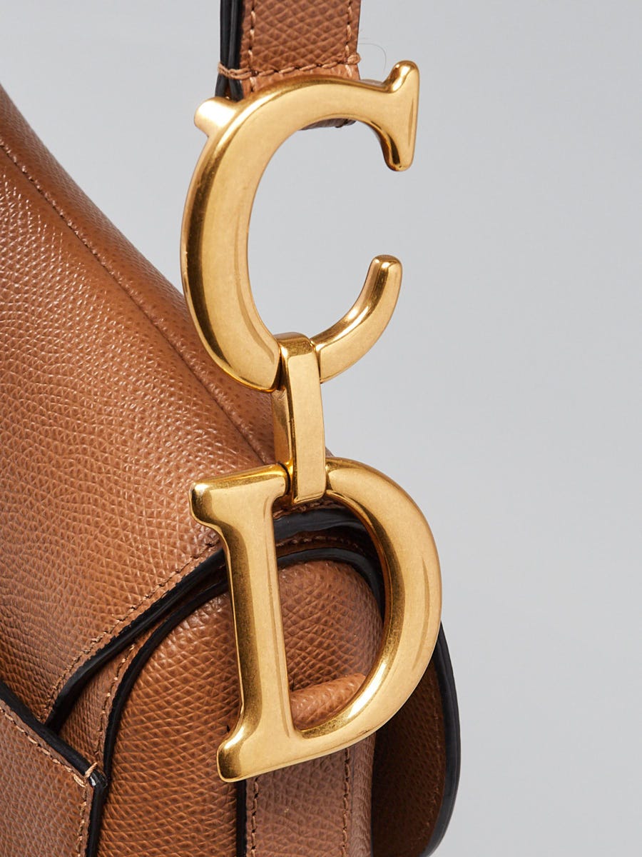 Christian Dior Camello Grained Calfskin Leather Saddle Bag