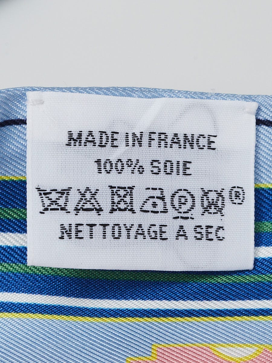 Hermes Bleu Ciel/Jaune/Rose Pink Silk Les Chiens Parisiens Printed