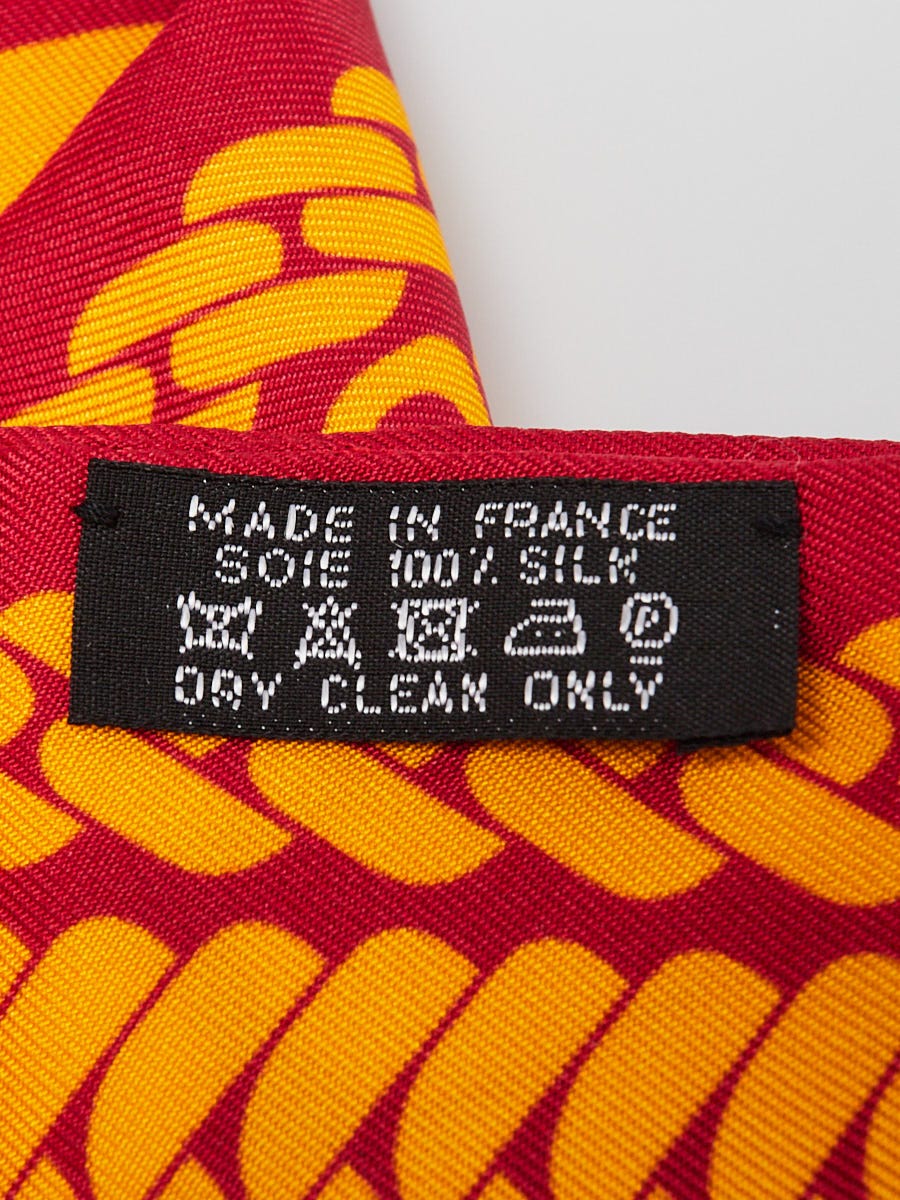 Hermes Red/Orange Silk Clic C'est Noue Printed Twilly