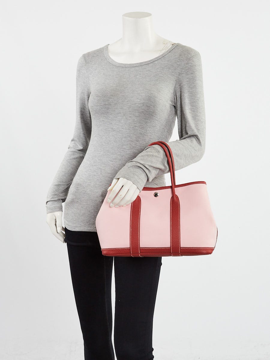 Hermes 30cm Rose Sakura Canvas and Rouge Duchesse Negonda Leather