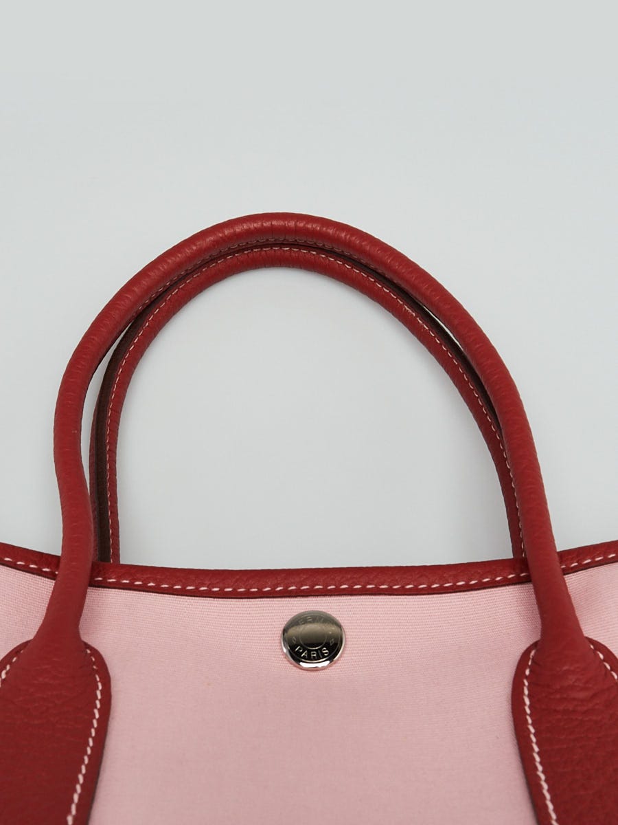 Hermes 30cm Rose Sakura Canvas and Rouge Duchesse Negonda Leather