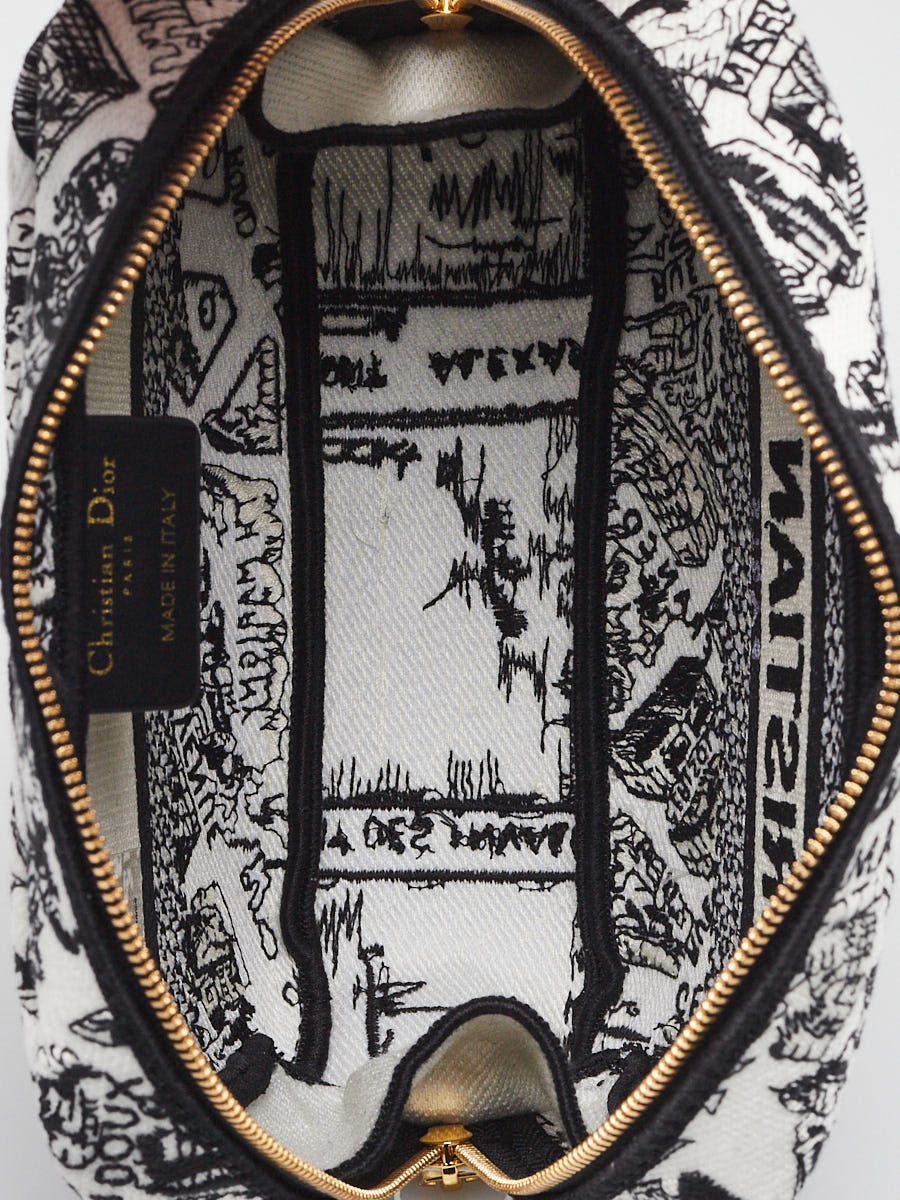 Christian Dior White/Black Canvas Plan de Paris Canvas Caro