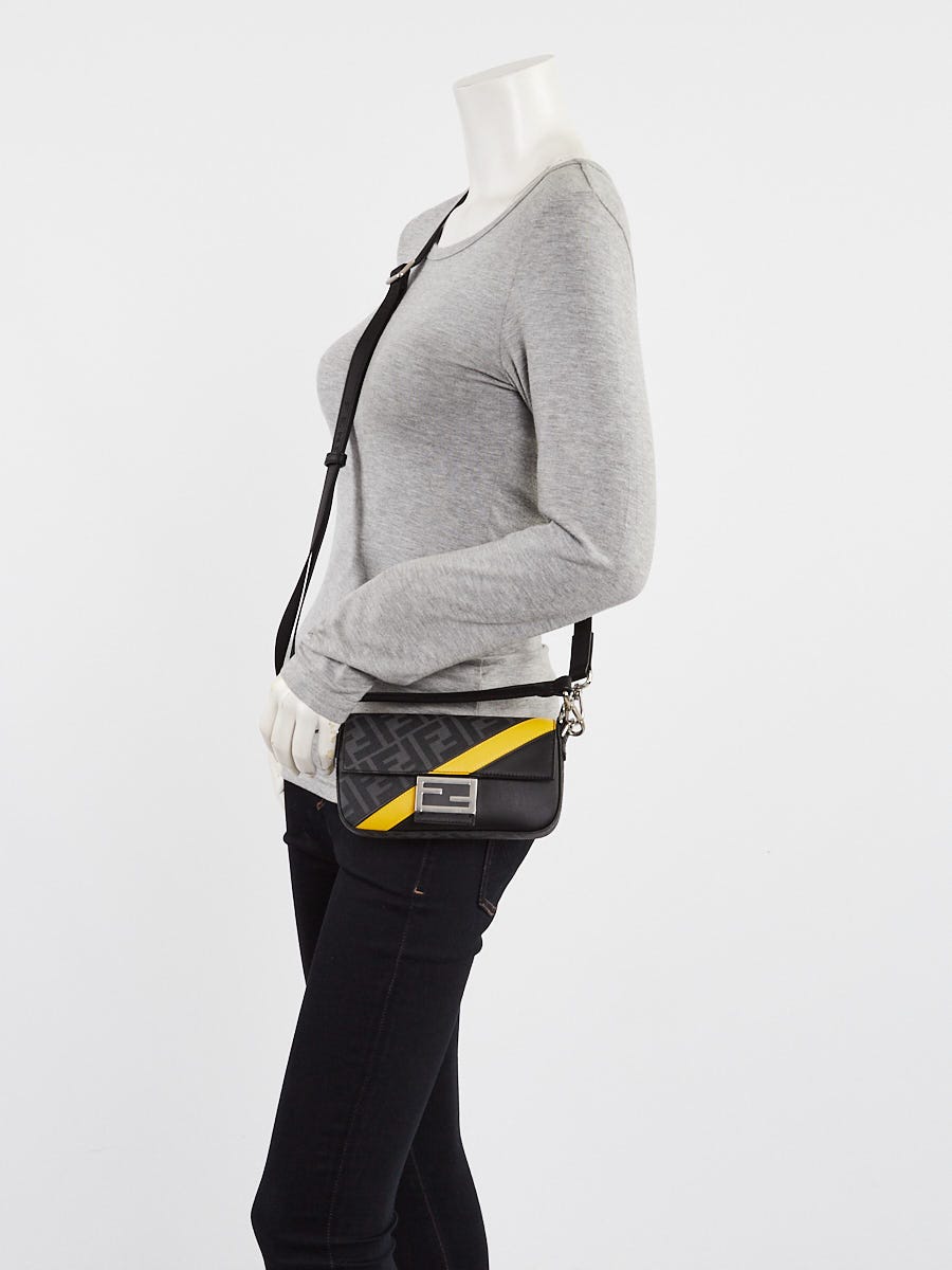 Fendi Grey/Black Zucca Coated Canvas/Leather Mini Baguette