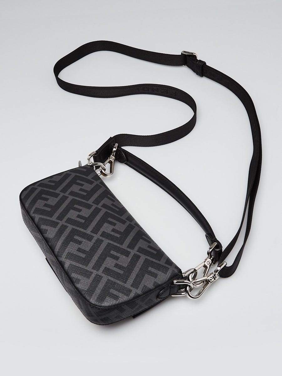 Fendi Grey/Black Zucca Coated Canvas/Leather Mini Baguette