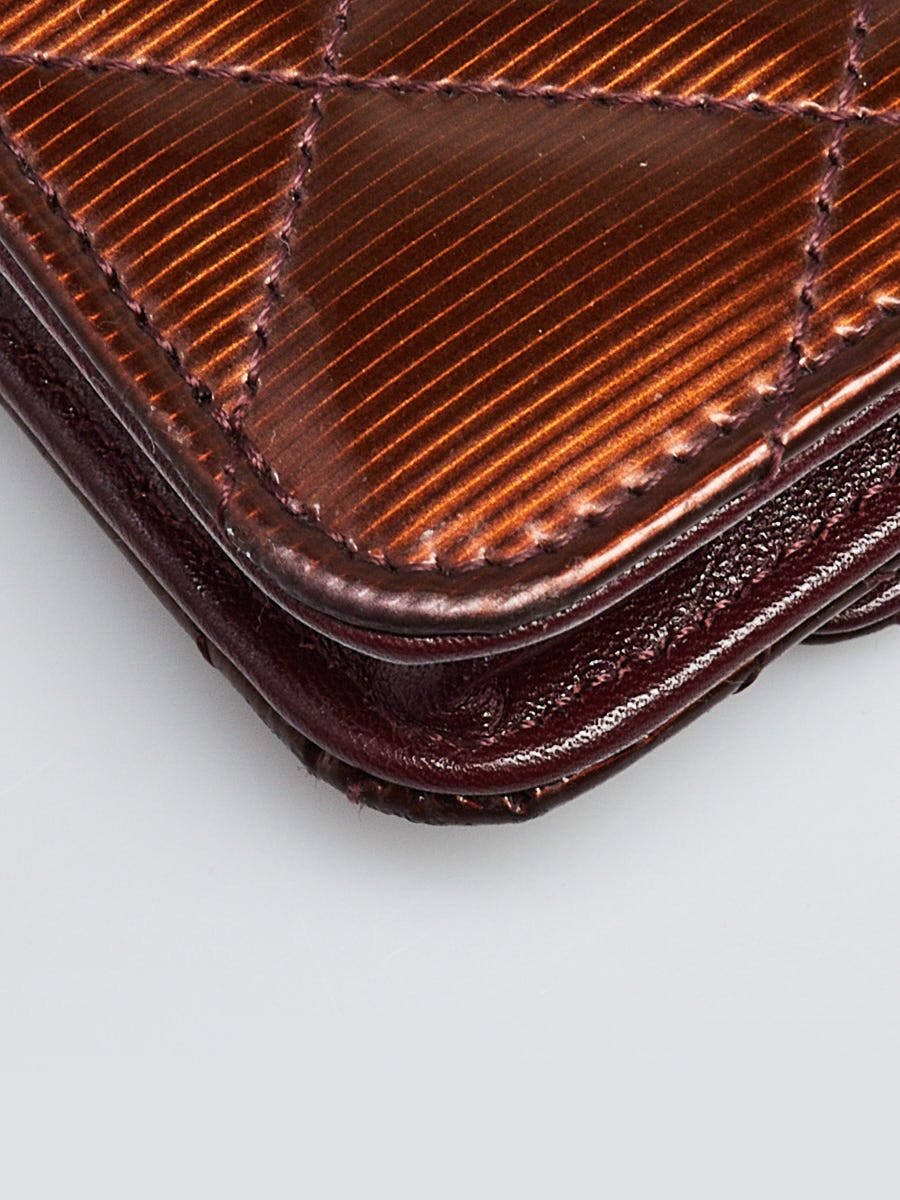 Chanel Burgundy Striated Quilted Patent Leather Classic WOC Clutch