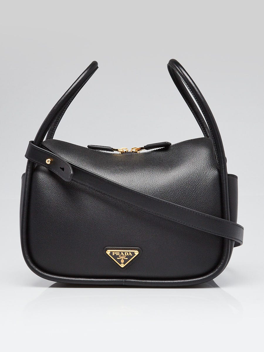 Prada Black Soft Grain Leather Darling Shoulder Bag Prada Black Soft Grain Leather Darling Shoulder Bag
