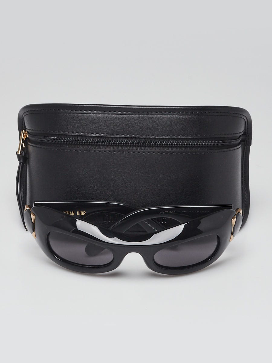 Christian Dior Black Acetate Lady 95.22 Round Sunglasses 