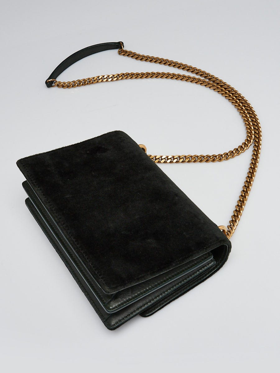 Yves Saint Laurent Green Velvet Small Sunset Crossbody Bag