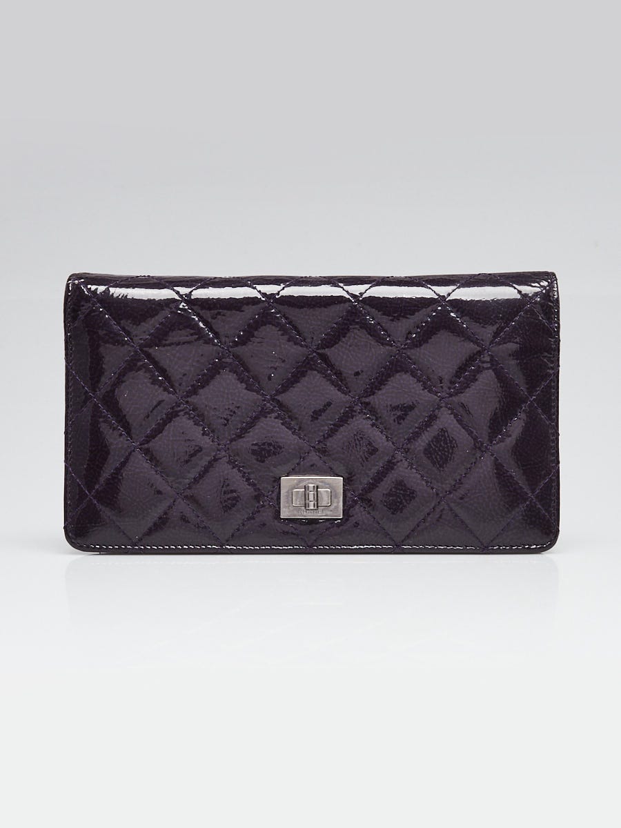Chanel Purple Quilted Patent Leather Reissue L Yen Wallet