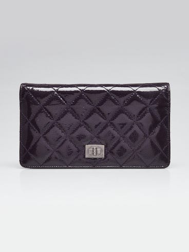 Chanel Purple Quilted Patent Leather Reissue L Yen Wallet