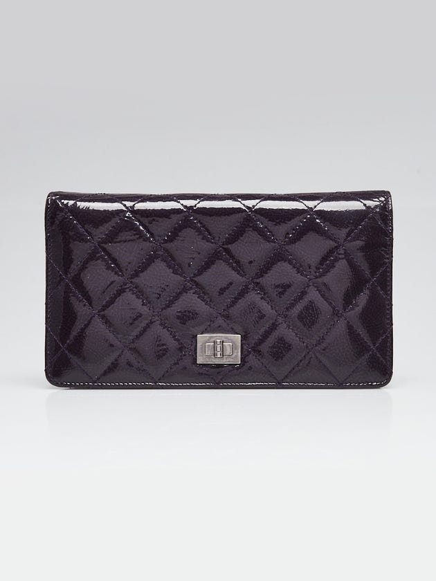 Chanel Purple Quilted Patent Leather Reissue L Yen Wallet