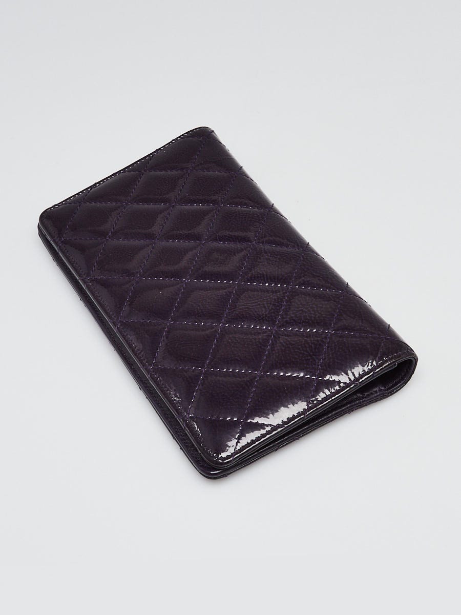 Chanel Purple Quilted Patent Leather Reissue L Yen Wallet