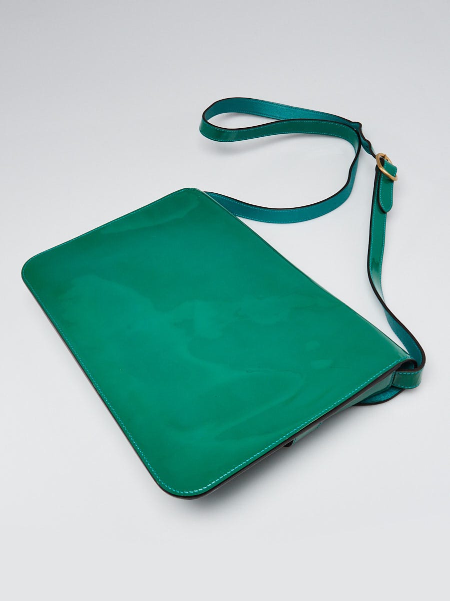 Gucci Green Patent Leather Horsebit Large Shoulder Bag Gucci Green Patent Leather Horsebit Large Shoulder Bag