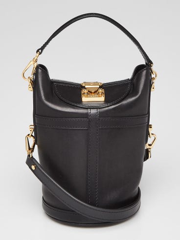 Louis Vuitton Black Calfskin Leather Classic Duffle Bucket Bag