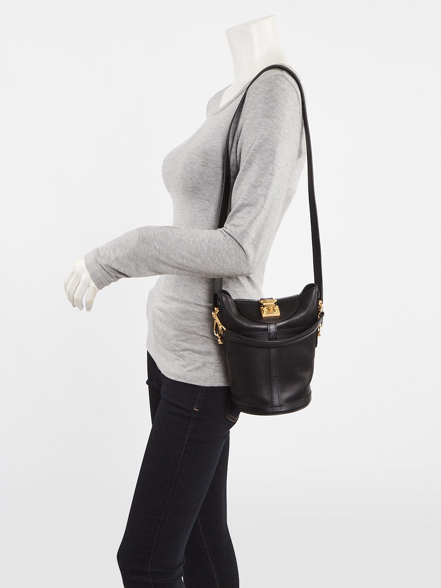 Louis Vuitton Black Calfskin Leather Classic Duffle Bucket Bag