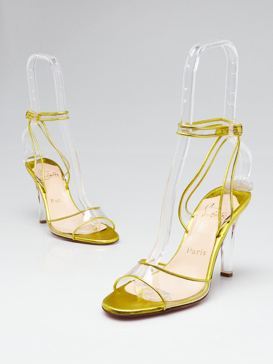 Christian Louboutin Gold Glitter N Prive Peep-Toe Slingback