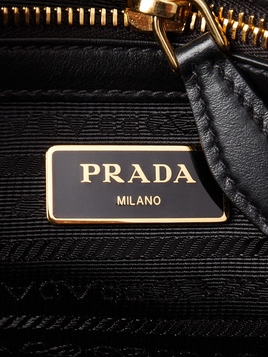 Prada Black Saffiano and Soft Calfskin Leather Small Top Handle