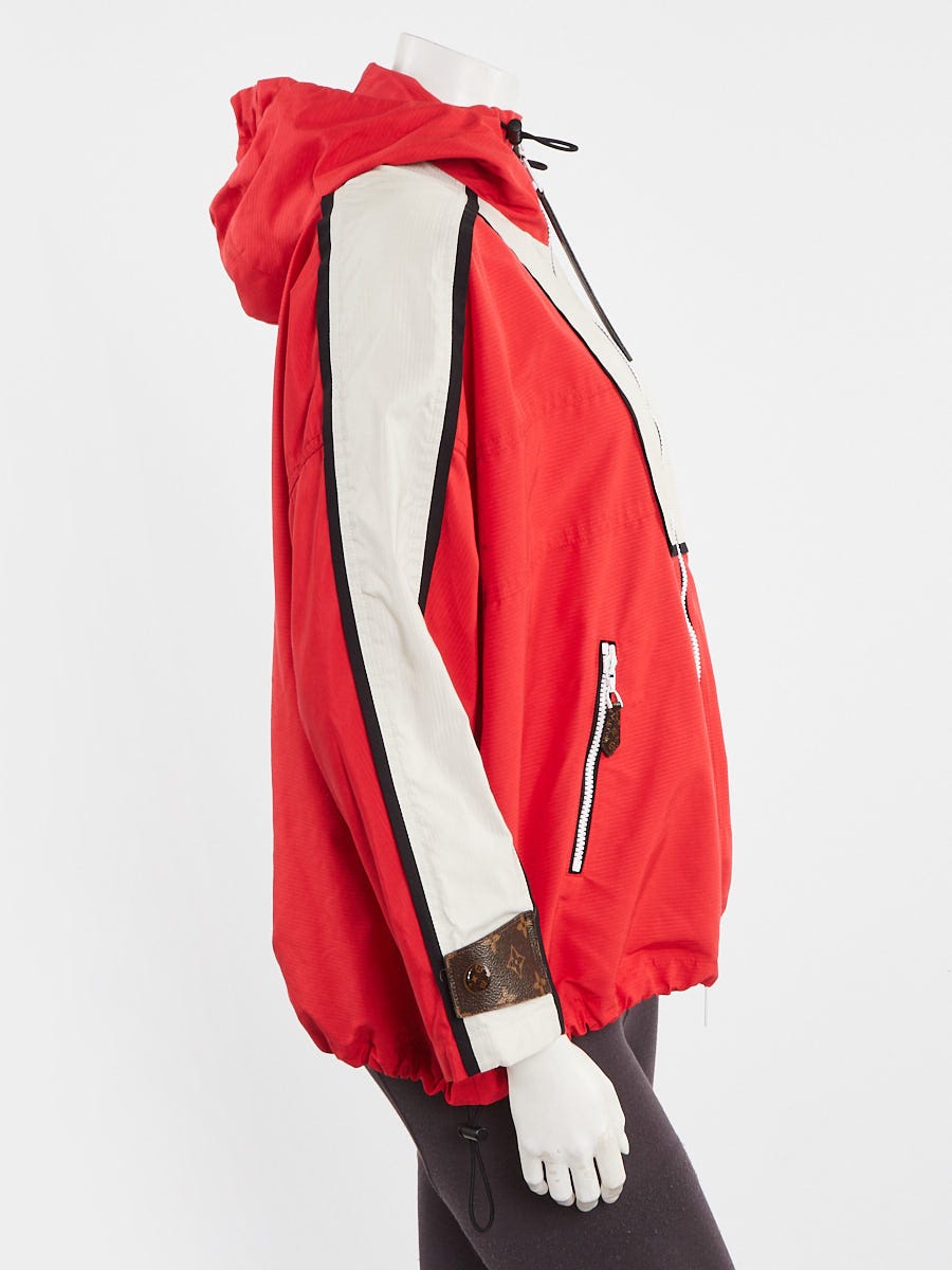 Louis Vuitton Red/White Nylon Color Block Zip Hooded Jacket Louis Vuitton Red/White Nylon Color Block Zip Hooded Jacket