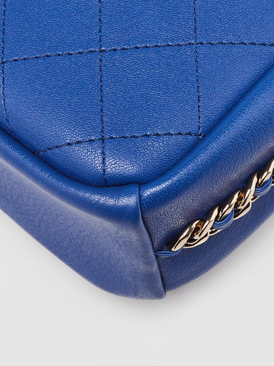 Chanel Blue Quilted Leather Casual Trip Vertical Camera Case