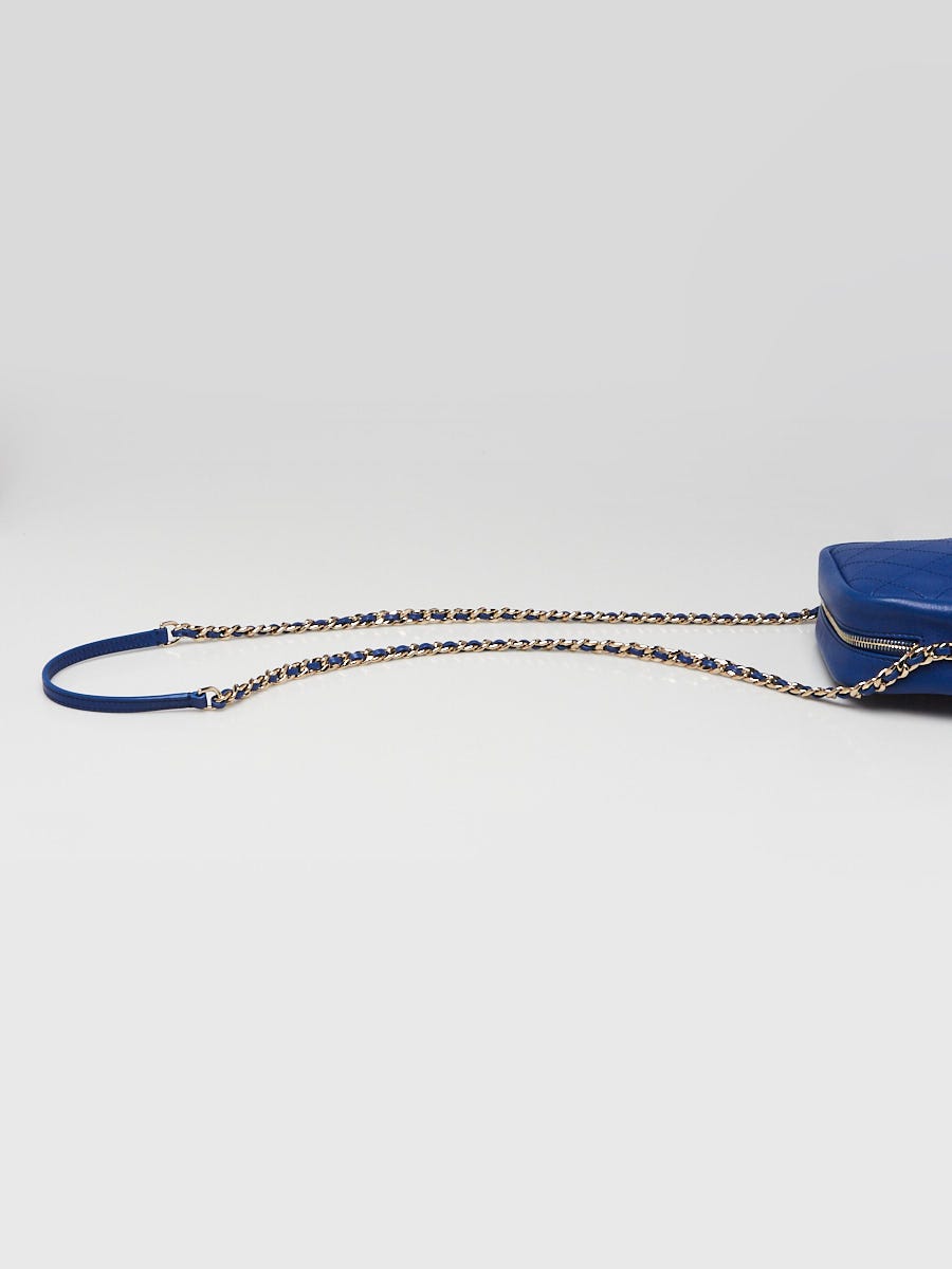 Chanel Blue Quilted Leather Casual Trip Vertical Camera Case Bag