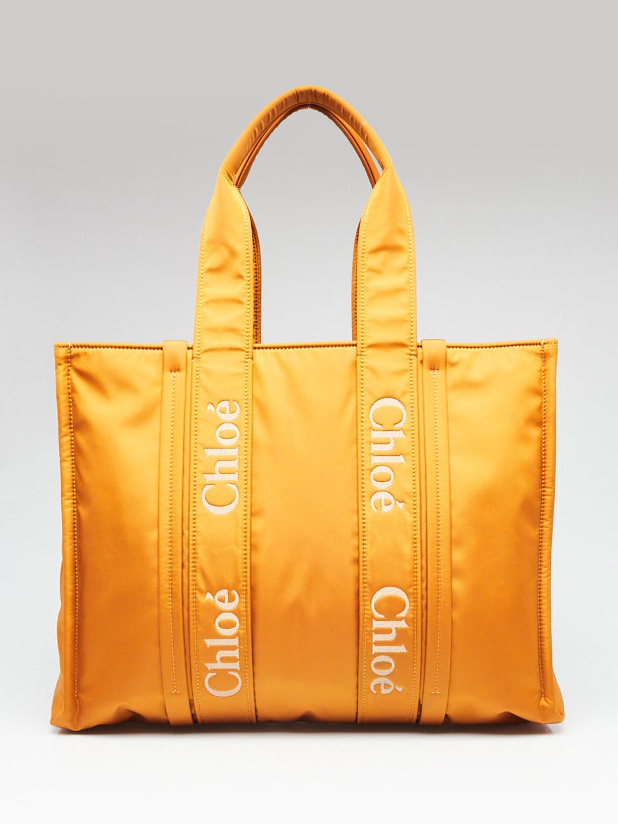 Chloe Golden Yellow Nylon Large Woody Tote Bag | Yoogi's Closet