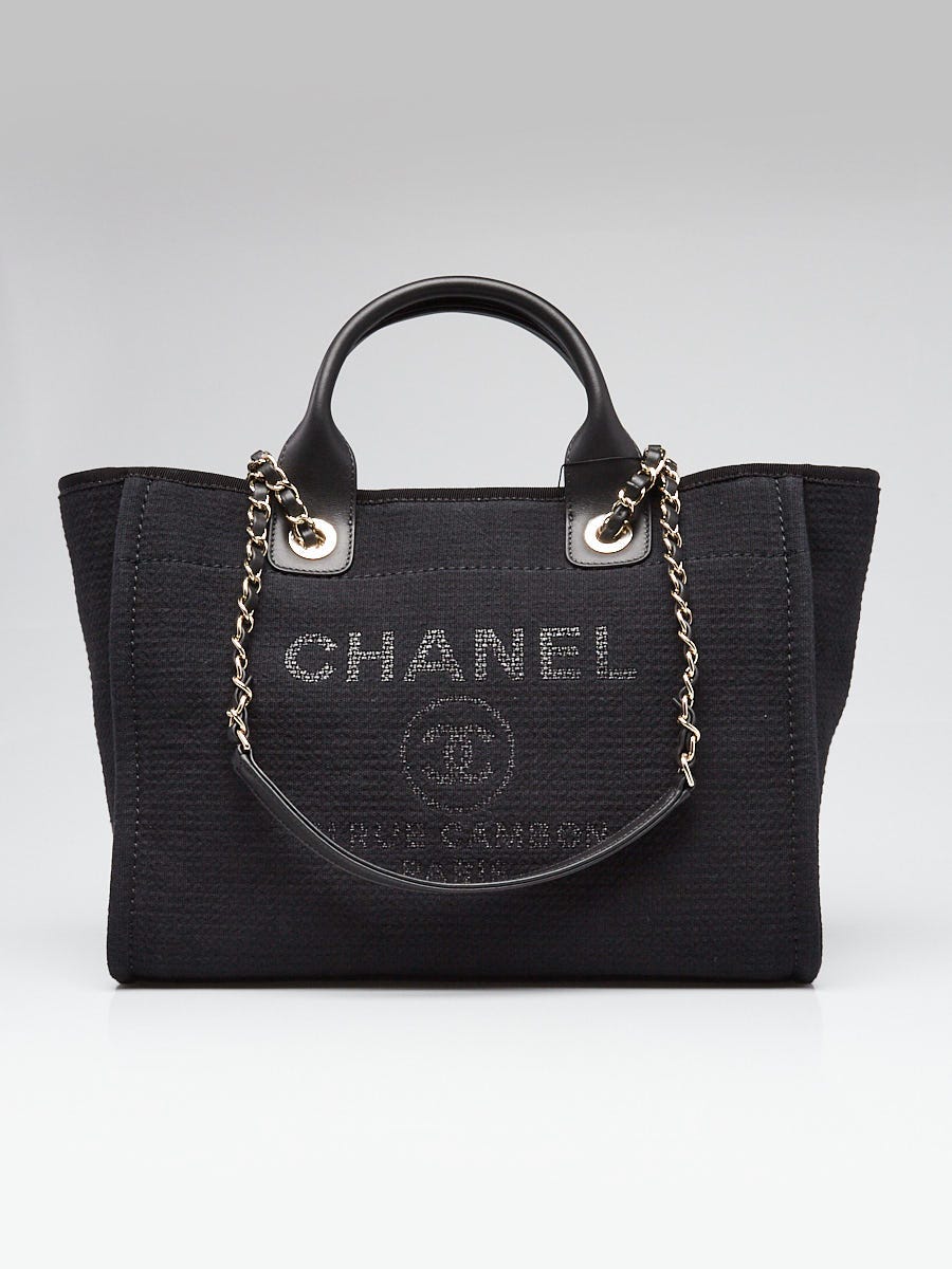 Chanel Black Canvas Small Deauville Shopping Tote Bag | Yoogi's Closet