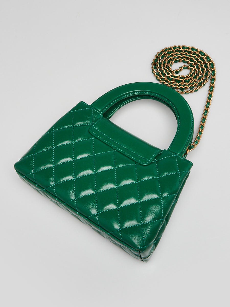 Chanel Green Quilted Aged Calfskin Leather Nano Kelly Shopper Bag