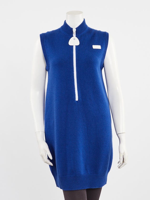 Louis Vuitton Blue/White Cashmere Sleeveles Sweater Dress Size XS