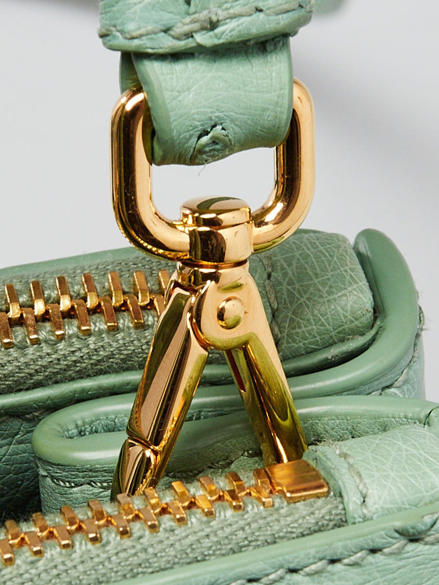 Prada Aquamarine Ostrich Leather Small Double Zip Galleria Bag