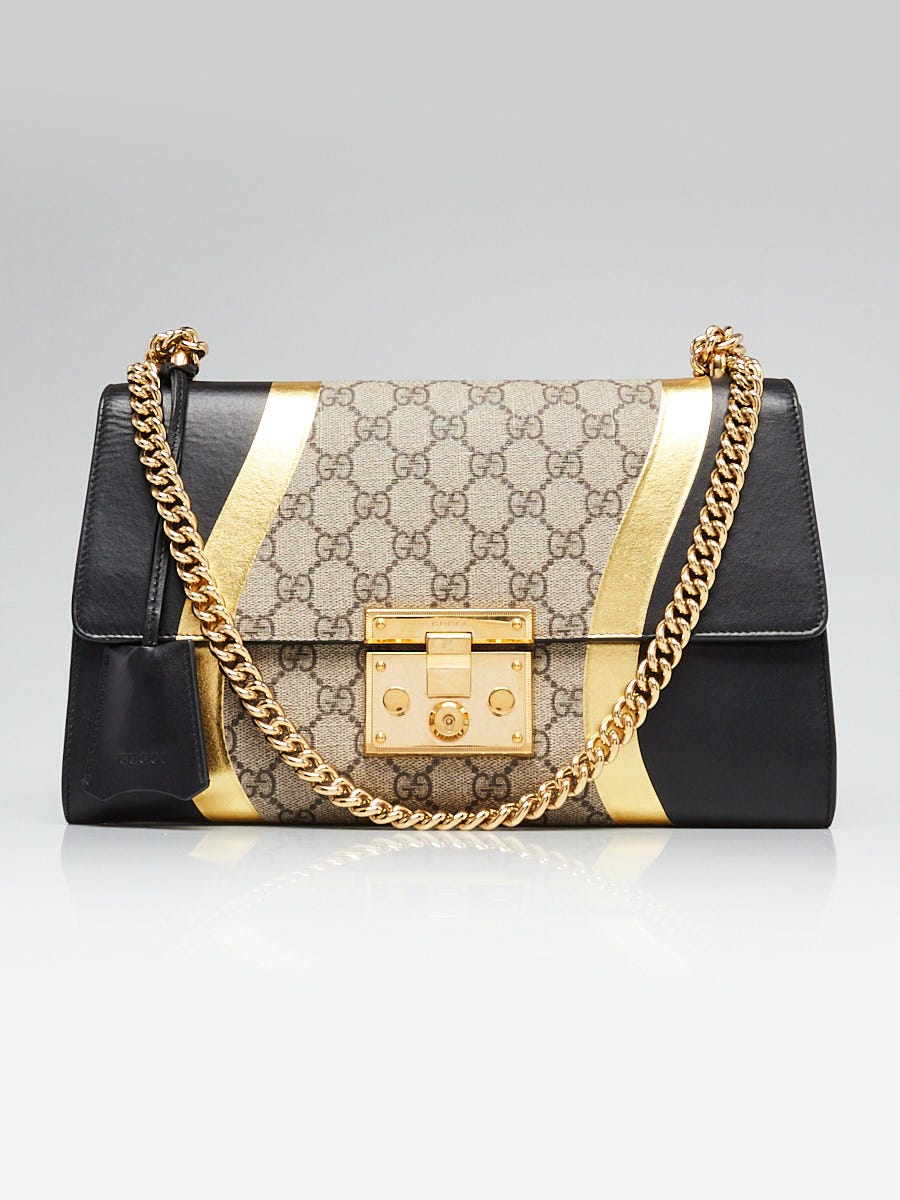 Gucci Beige/Ebony GG Supreme Coated Canvas Padlock Medium Shoulder
